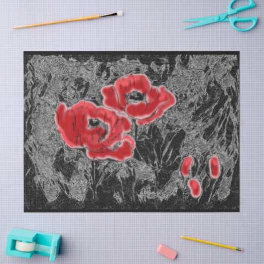 Skizzenstift handgezogene Mohn-Blume schön Seidenpapier (Basteln)