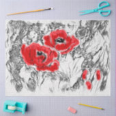 Skizzenstift handgezogene Mohn-Blume schön Seidenpapier (Basteln)