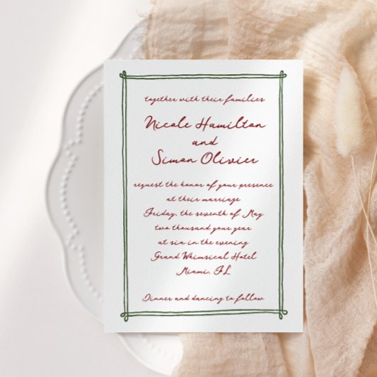 Skizzierrahmen, handgezeichnete Hochzeit Einladung