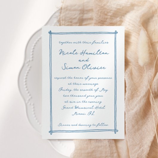 Skizzierrahmen, handgezeichnete Hochzeit Einladung