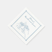 Skizzierrahmen Whimsical Champagner Glas Hochzeit Serviette (Ecke)