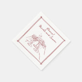 Skizzierrahmen Whimsical Champagner Glas Hochzeit Serviette (Ecke)