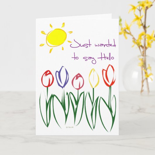 Skizziert Tulpe-Hallo Karte (Gelbe Blume)