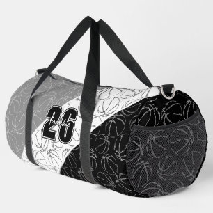 skizzierte Basketbälle Linienkunst schwarz weiß gr Duffle Bag