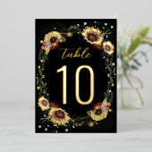 Skizzierte Blume Boho Black Gold Foil Tischnummer (Stehend vorne)