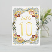 Skizzierte Blume Boho Gold Foil Tischnummern (Stehend vorne)
