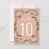 Skizzierte Blume Boho Peach-Tischnummer (Rückseite)