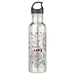 Skizzierte Blume Edelstahlflasche