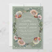 Skizzierte Blume Einzigartige Einladung zur Hochze (Vorderseite)