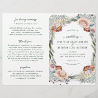 Skizzierte Blume Einzigartiges Boho Hochzeitsprogr