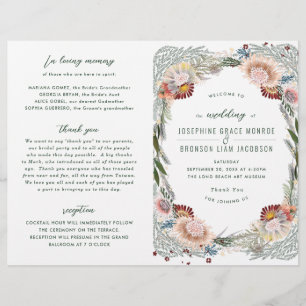 Skizzierte Blume Einzigartiges Boho Hochzeitsprogr