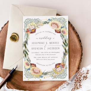 Skizzierte Blume Einzigartiges HochzeitGold Folieneinladung