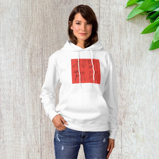 Skizzierte Blume Hoodie