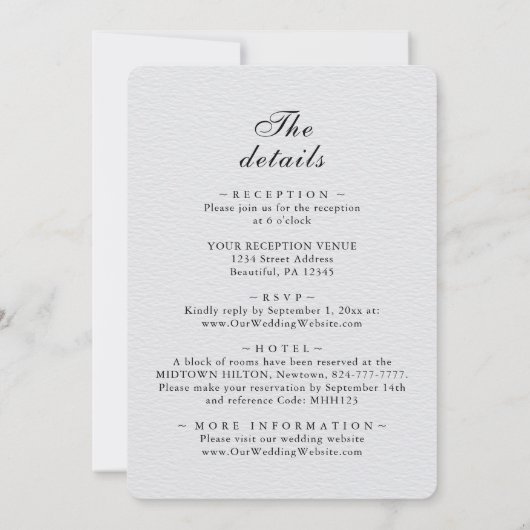 Skizzierte Blume in einer Christlichen Hochzeit Einladung (Rückseite)