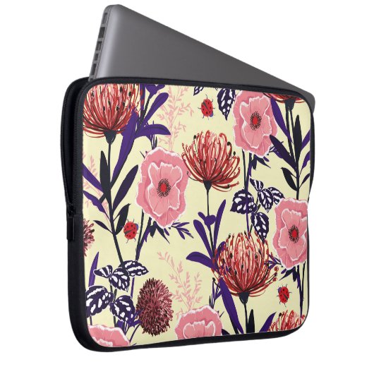 Skizzierte Blume in hellen Farben nahtlos p Laptopschutzhülle (Vorne Rechts)