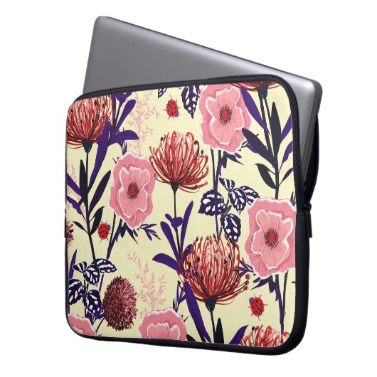 Skizzierte Blume in hellen Farben nahtlos p Laptopschutzhülle (Vorderseite Links)