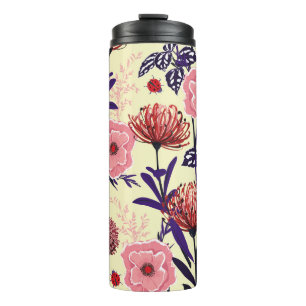 Skizzierte Blume in hellen Farben nahtlos p Thermosbecher