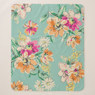 Skizzierte Blume in hellen Farben - nahtlos Sherpadecke