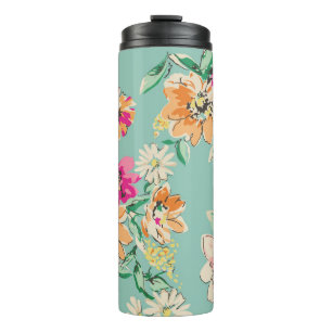 Skizzierte Blume in hellen Farben - nahtlos Thermosbecher