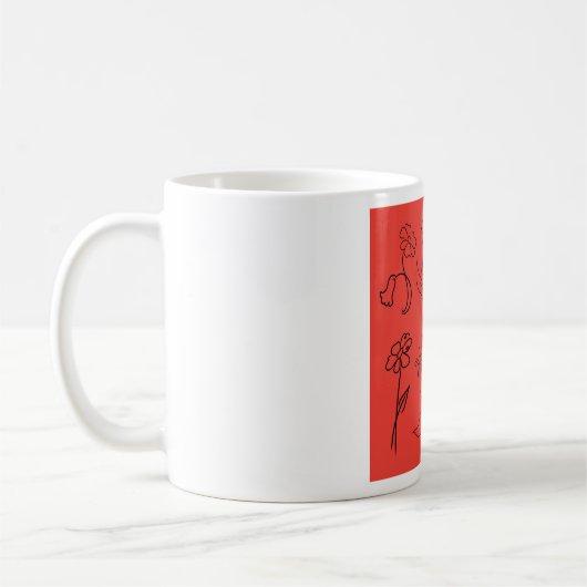 Skizzierte Blume Kaffeetasse (Links)