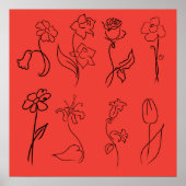 Skizzierte Blume Poster (Vorne)
