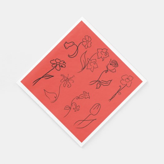 Skizzierte Blume Serviette (Ecke)