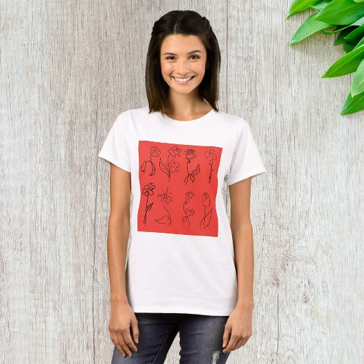 Skizzierte Blume T-Shirt