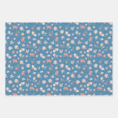 Skizzierte Blumen auf Azure Geschenkpapier Set (Vorderseite 2)