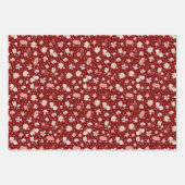 Skizzierte Blumen auf Dunkelrot Geschenkpapier Set (Vorderseite 2)
