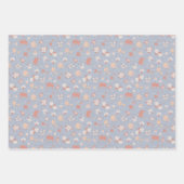 Skizzierte Blumen auf Hellblau Geschenkpapier Set (Vorderseite 2)