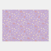 Skizzierte Blumen auf Helllila Geschenkpapier Set (Vorderseite 3)