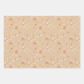 Skizzierte Blumen auf Hellorange Geschenkpapier Set (Vorderseite 3)