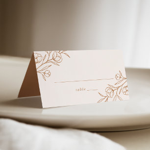 Skizzierte florale Mandel- und Kupferhochzeit Platzkarte