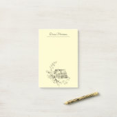 Skizzierte Hütte Post-it Klebezettel (Auf Schreibtisch)