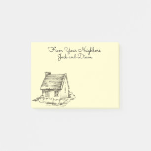 Skizzierte Hütte Post-it Klebezettel