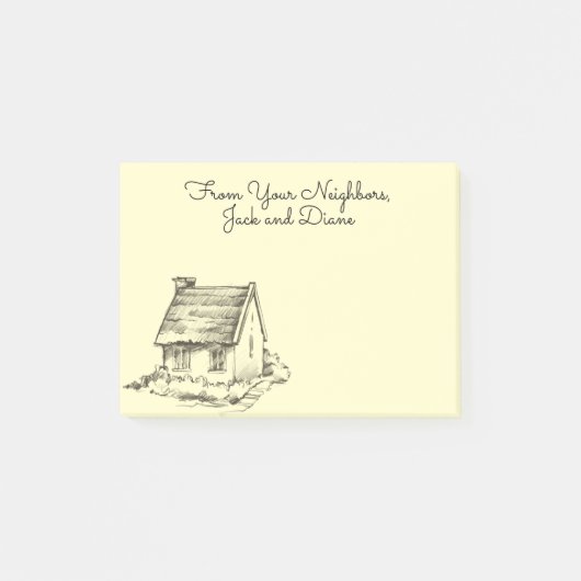 Skizzierte Hütte Post-it Klebezettel (Vorderseite)