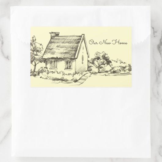 Skizzierte Hütte Rechteckiger Aufkleber (Tasche)