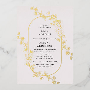 skizzierte moderne florale Hochzeit Folieneinladung
