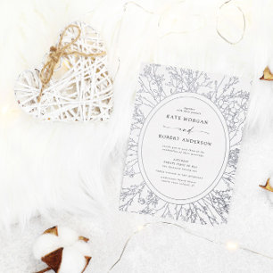 skizzierte moderne florale Hochzeit Folieneinladung
