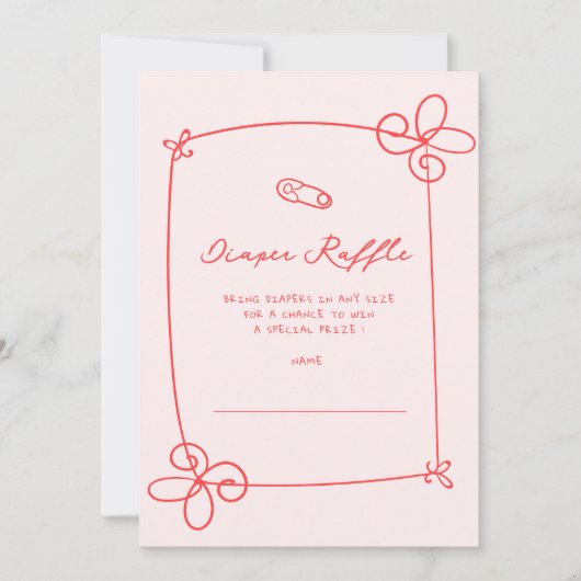 Skizzierte Niedliche Wavy Bow Frame Baby Shocket Einladung (Vorderseite)