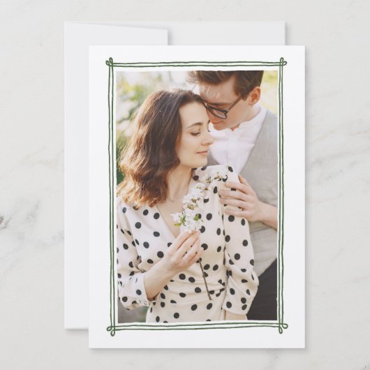 Skizzierte Rahmen Whimsical Hand Drawn Foto Hochze Einladung (Rückseite)