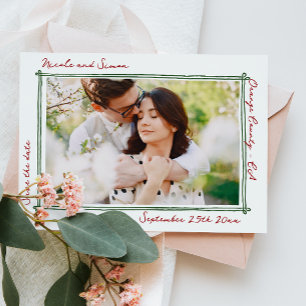 Skizzierte Rahmen Whimsical Hand Drawn Foto Hochze Save The Date