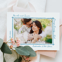 Skizzierte Rahmen Whimsical Hand Drawn Foto Hochze Save The Date