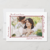 Skizzierte Rahmen Whimsical Hand Drawn Foto Hochze Save The Date (Vorderseite)