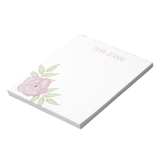 Skizzierte rosa Blüte 5,5" x 6" Notepad - 40 Seite Notizblock (Rotiert)
