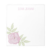 Skizzierte rosa Blüte 5,5" x 6" Notepad - 40 Seite Notizblock (Vorderseite)