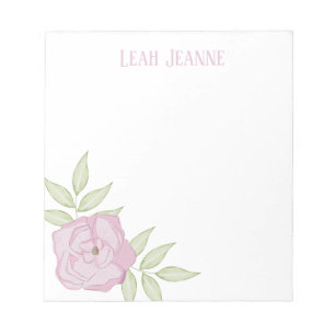 Skizzierte rosa Blüte 5,5" x 6" Notepad - 40 Seite Notizblock