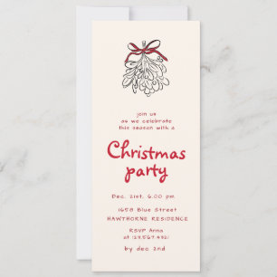 Skizzierte schwarze rote Weihnachts-Cocktailparty Einladung