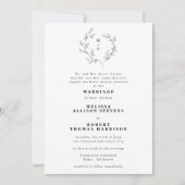 Skizzierte Trauung formale Schwarz-Weiß-Hochzeit Einladung (Vorderseite)