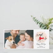 Skizzierte Weihnachtskarte mit Hund Feiertagskarte (Stehend Vorderseite)